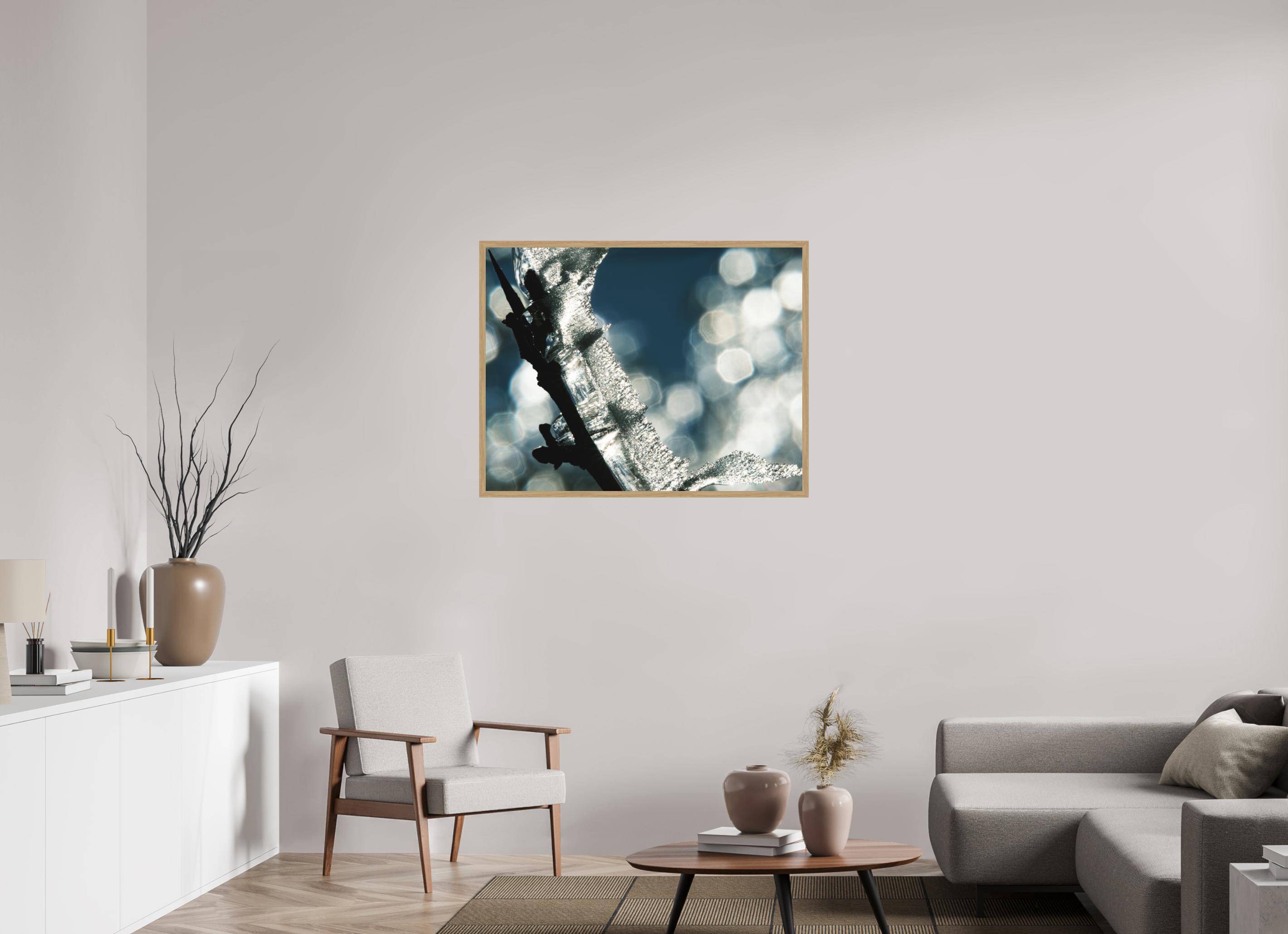 103,4 x 80 cm, Impression Fine Art encadrée en chêne naturel - mat Givré