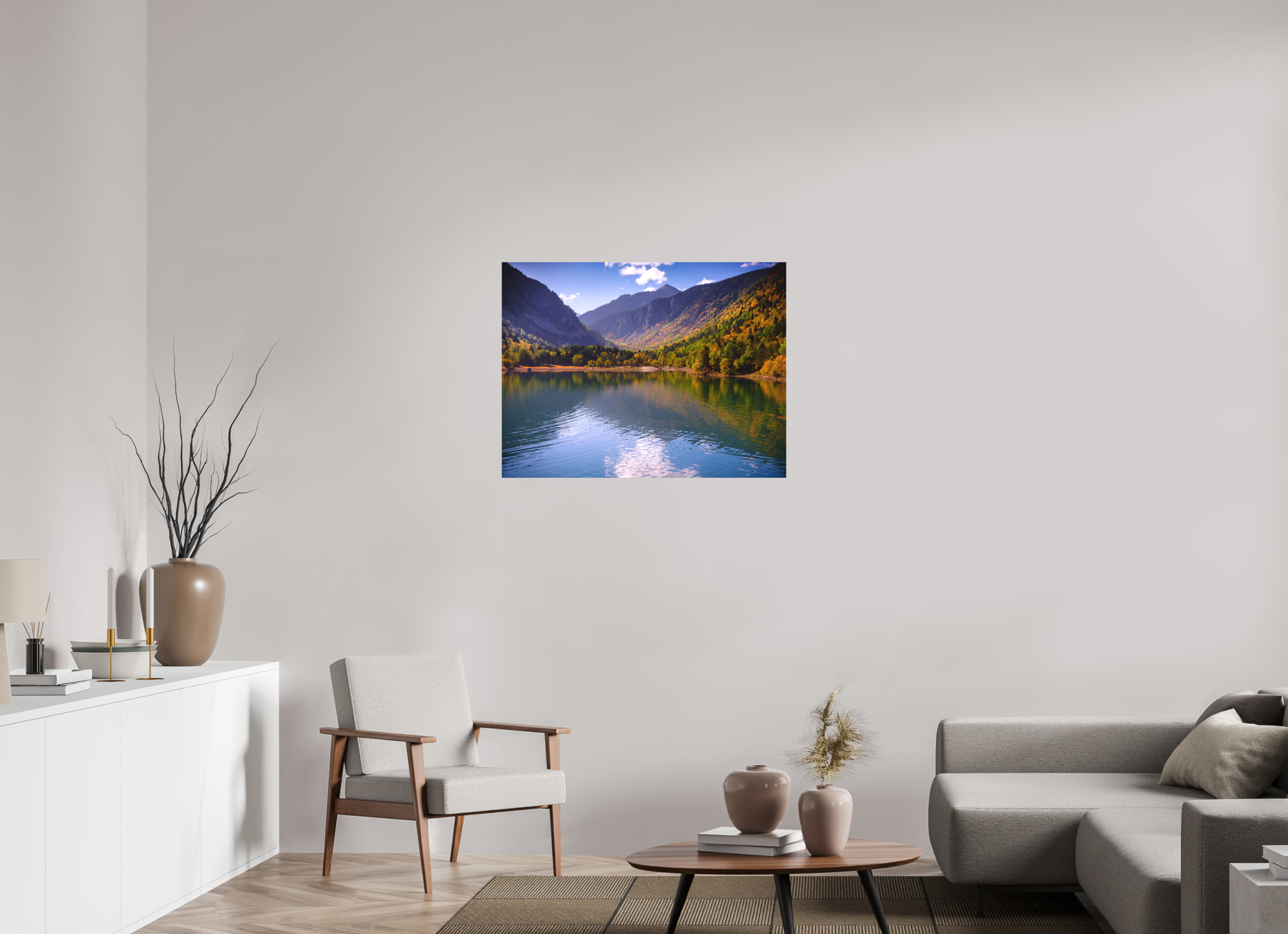 92,3 x 70 cm, Impression Fine Art - mat Lac et automne