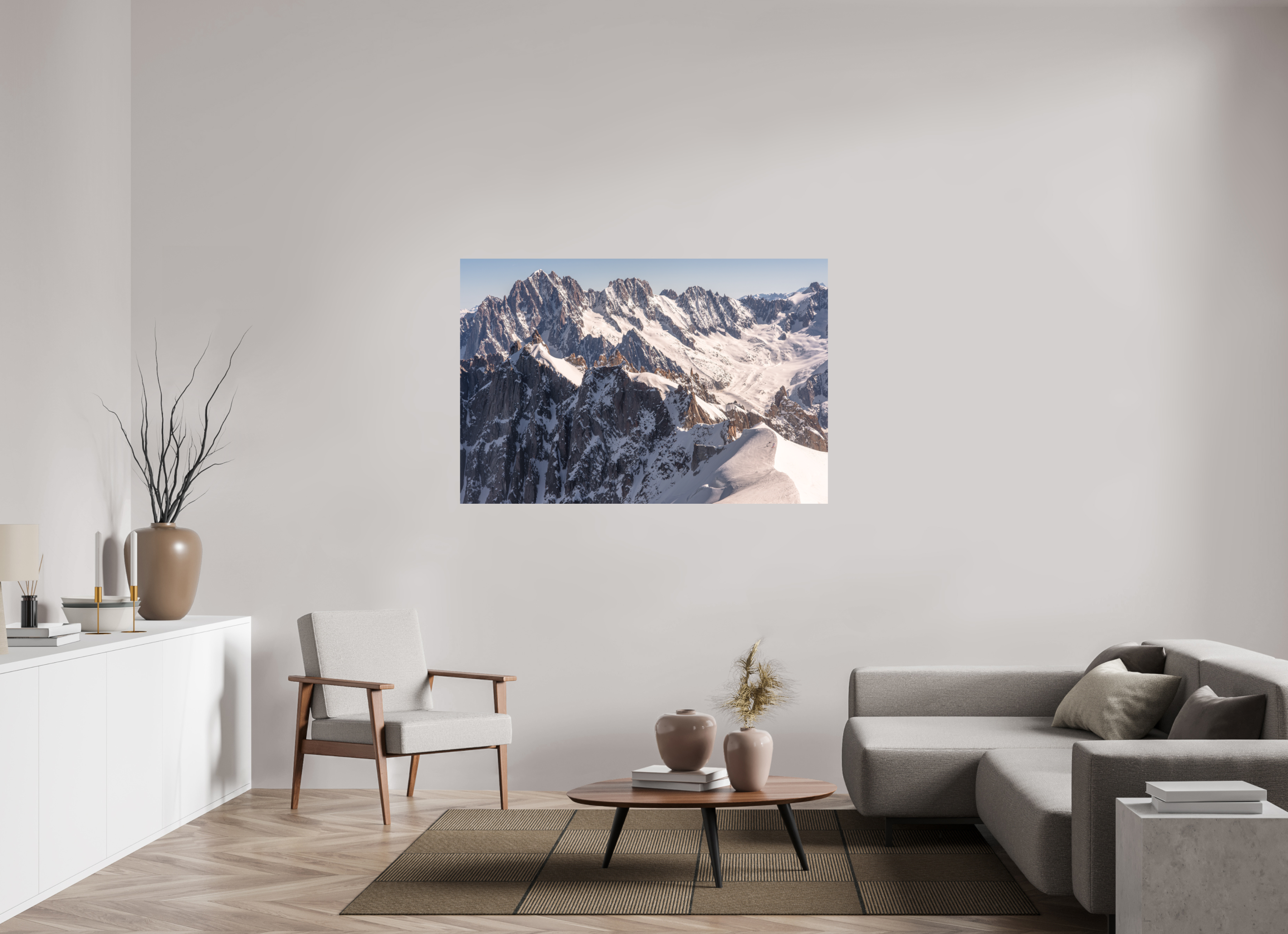150 x 100 cm, Impression Fine Art sur support rigide - mat Aiguille Verte, les Droites et les Courtes