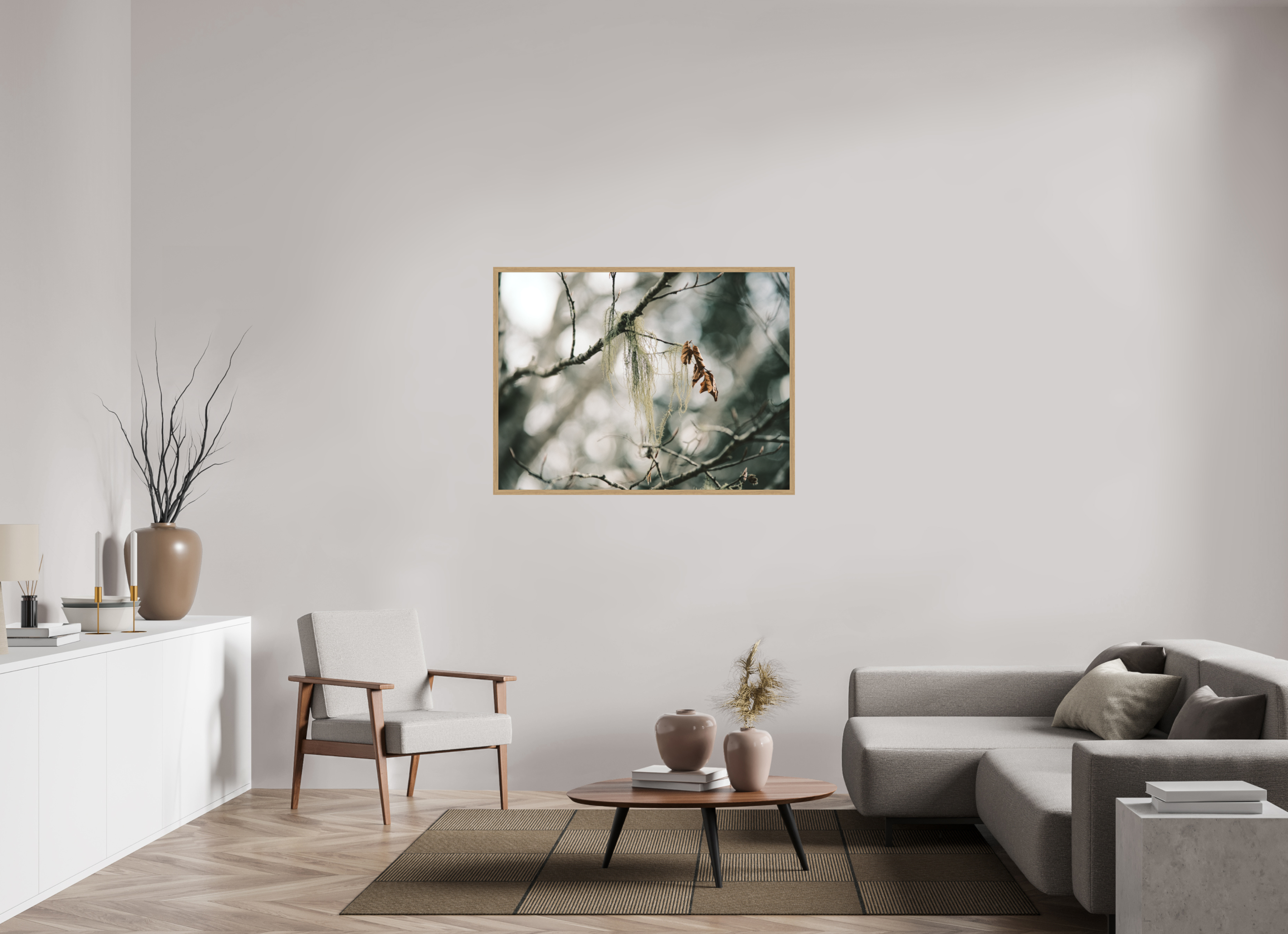 120 x 90 cm, Impression Fine Art encadrée en chêne naturel - mat En dormance