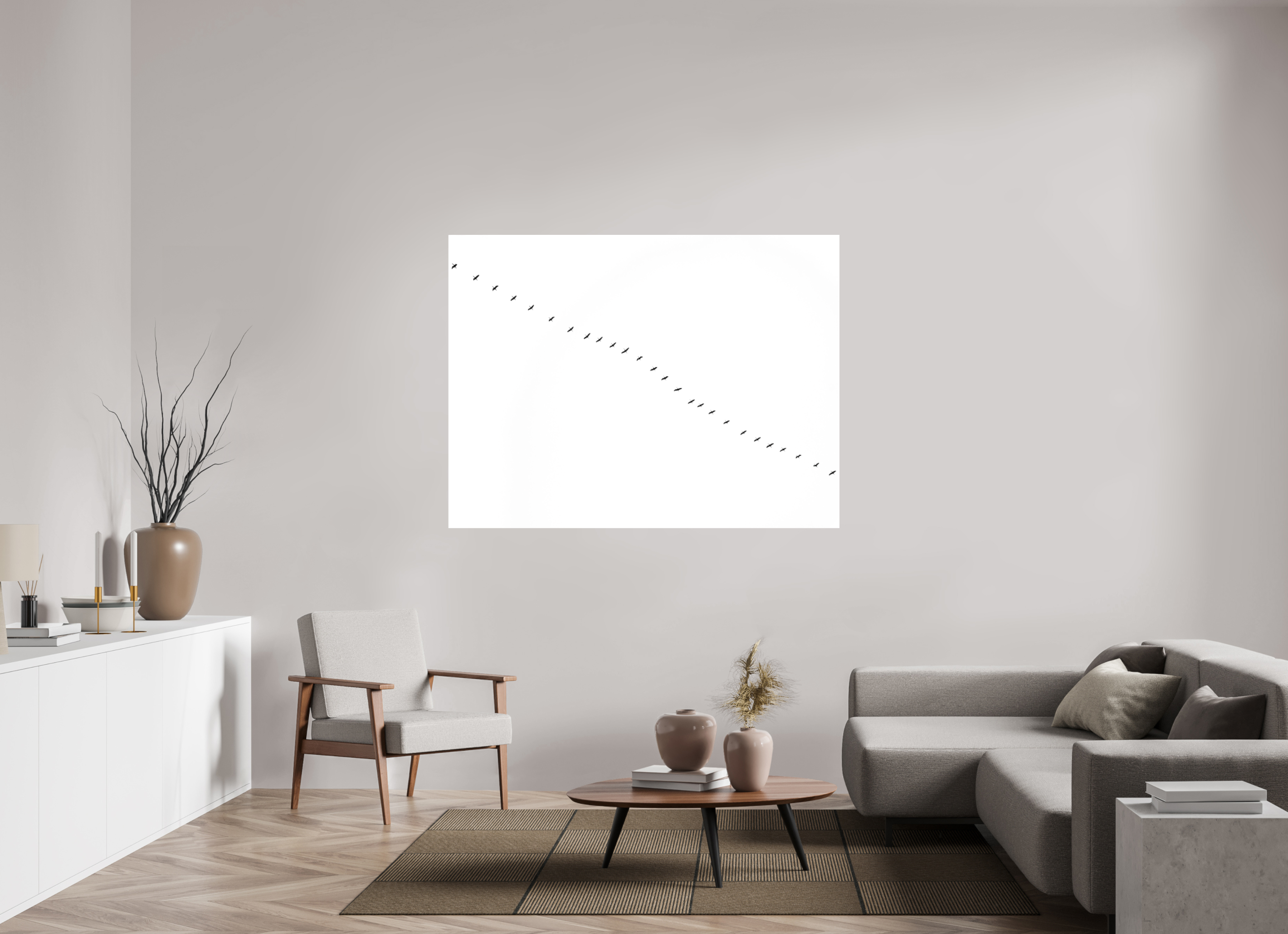 160 x 120 cm, Tirage photo - satiné Grues II