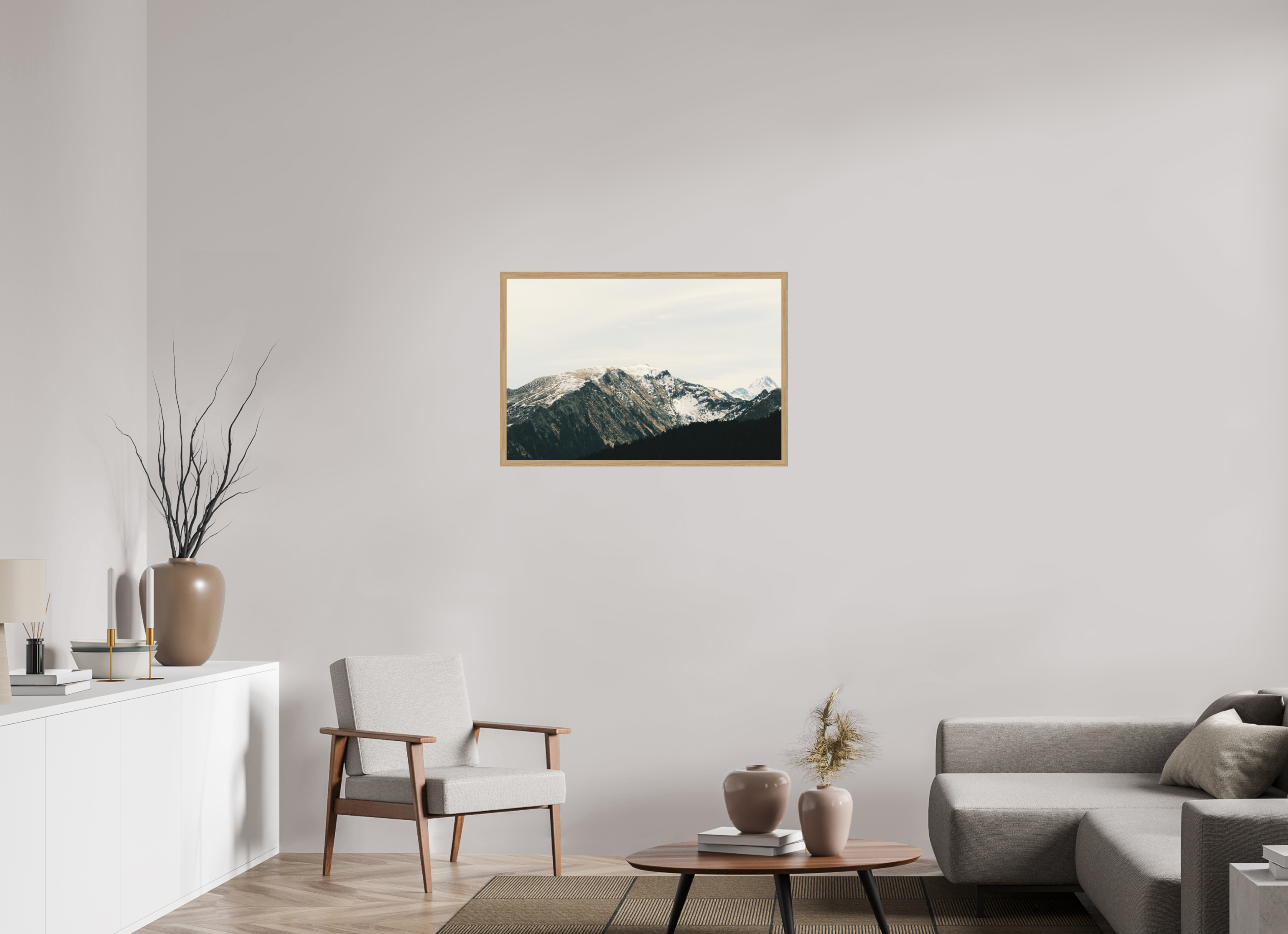 90 x 60 cm, Impression Fine Art encadrée en chêne naturel - mat Une douce journée d'hiver