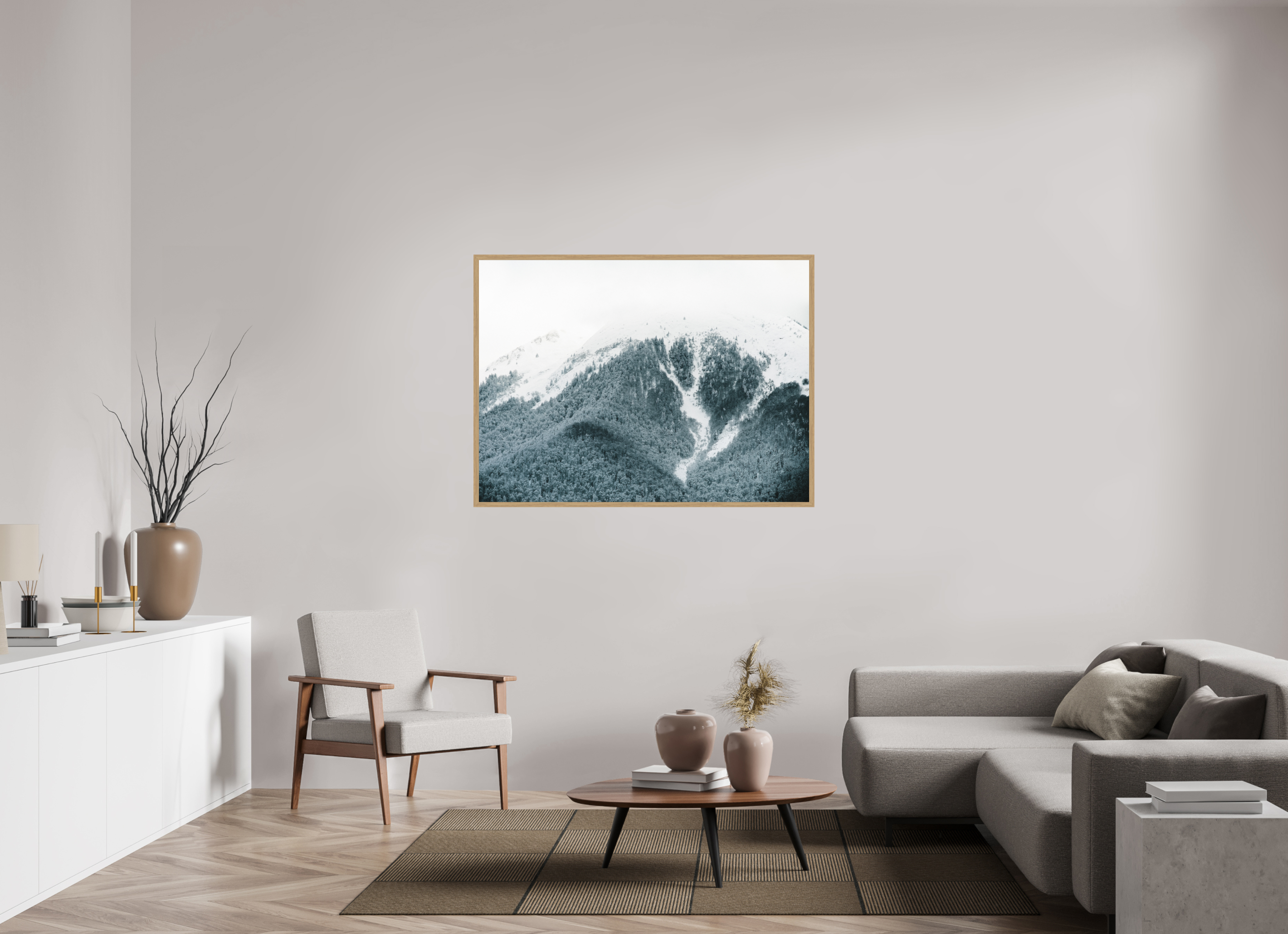 135,9 x 100 cm, Impression Fine Art encadrée en chêne naturel - mat Le Cagire