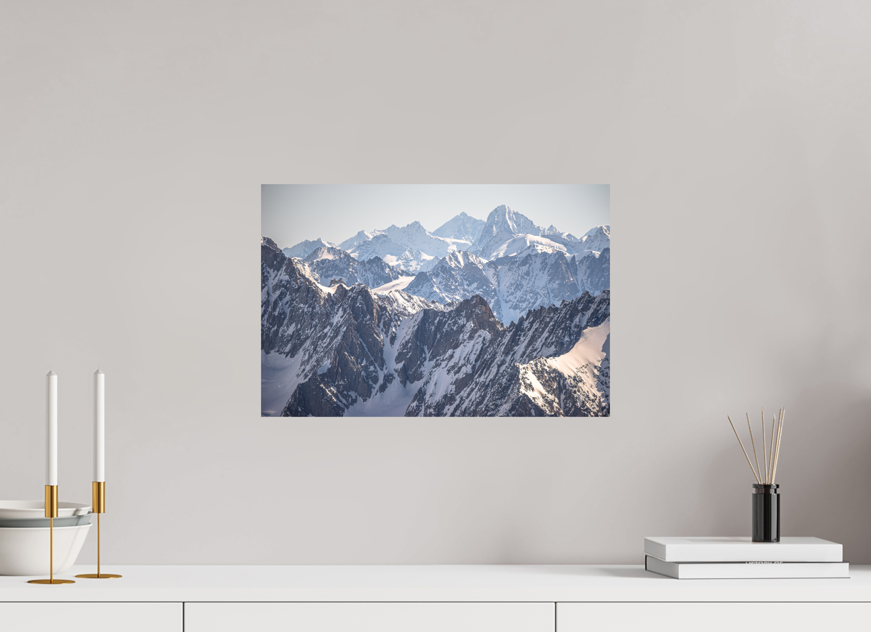 45 x 30 cm, Impression Fine Art sur support rigide - mat Dom des Mischabels et Dent Blanche