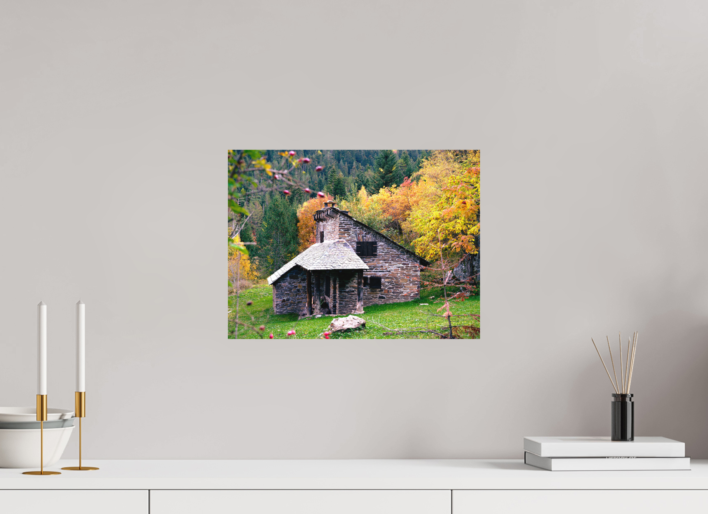 40 x 30 cm, Impression Fine Art sur support rigide - mat Une petite maison dans la prairie