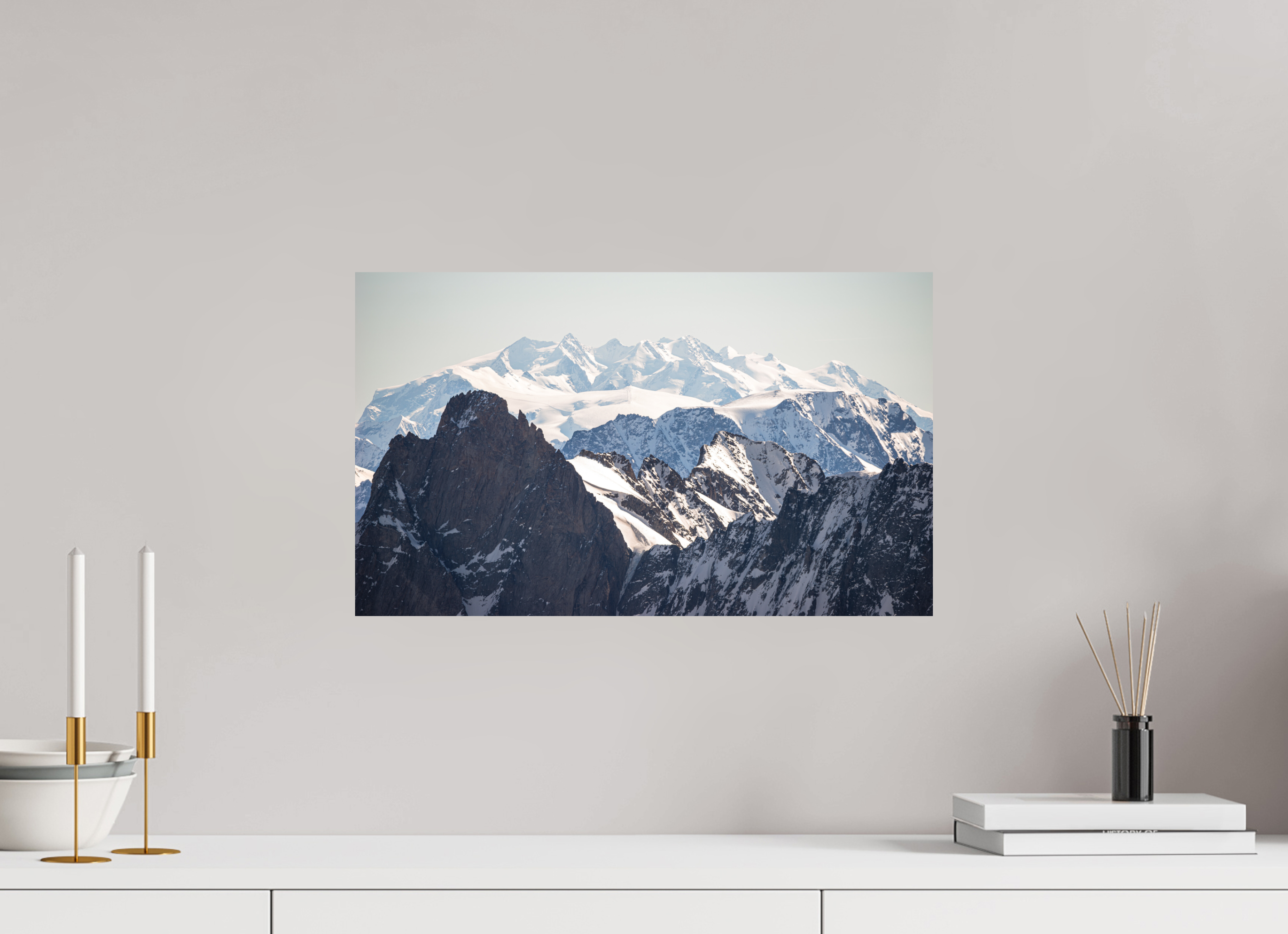 50,4 x 30 cm, Impression Fine Art sur support rigide - mat Le massif du Mont Rose