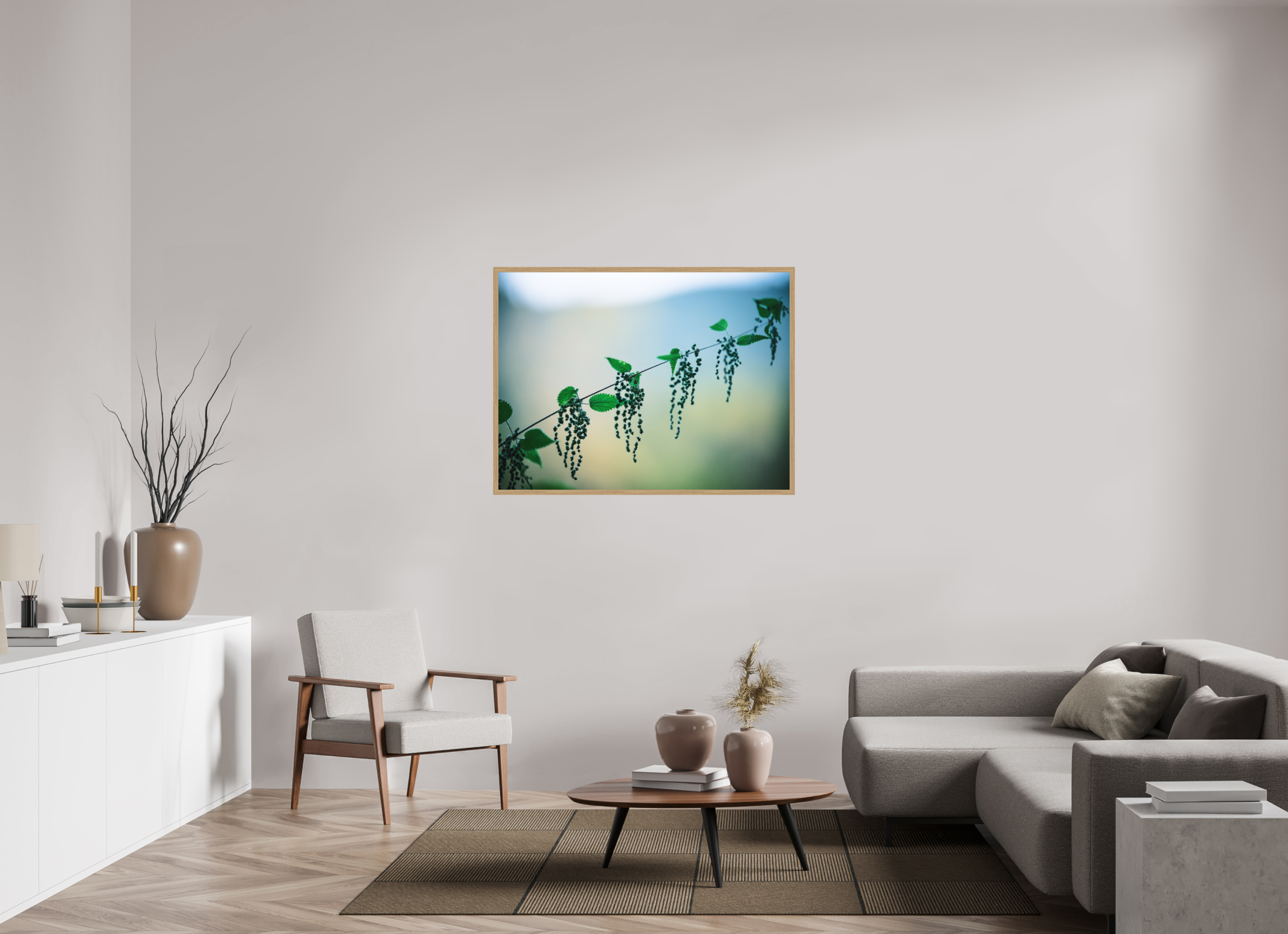 120 x 90 cm, Impression Fine Art encadrée en chêne naturel - mat Ortie