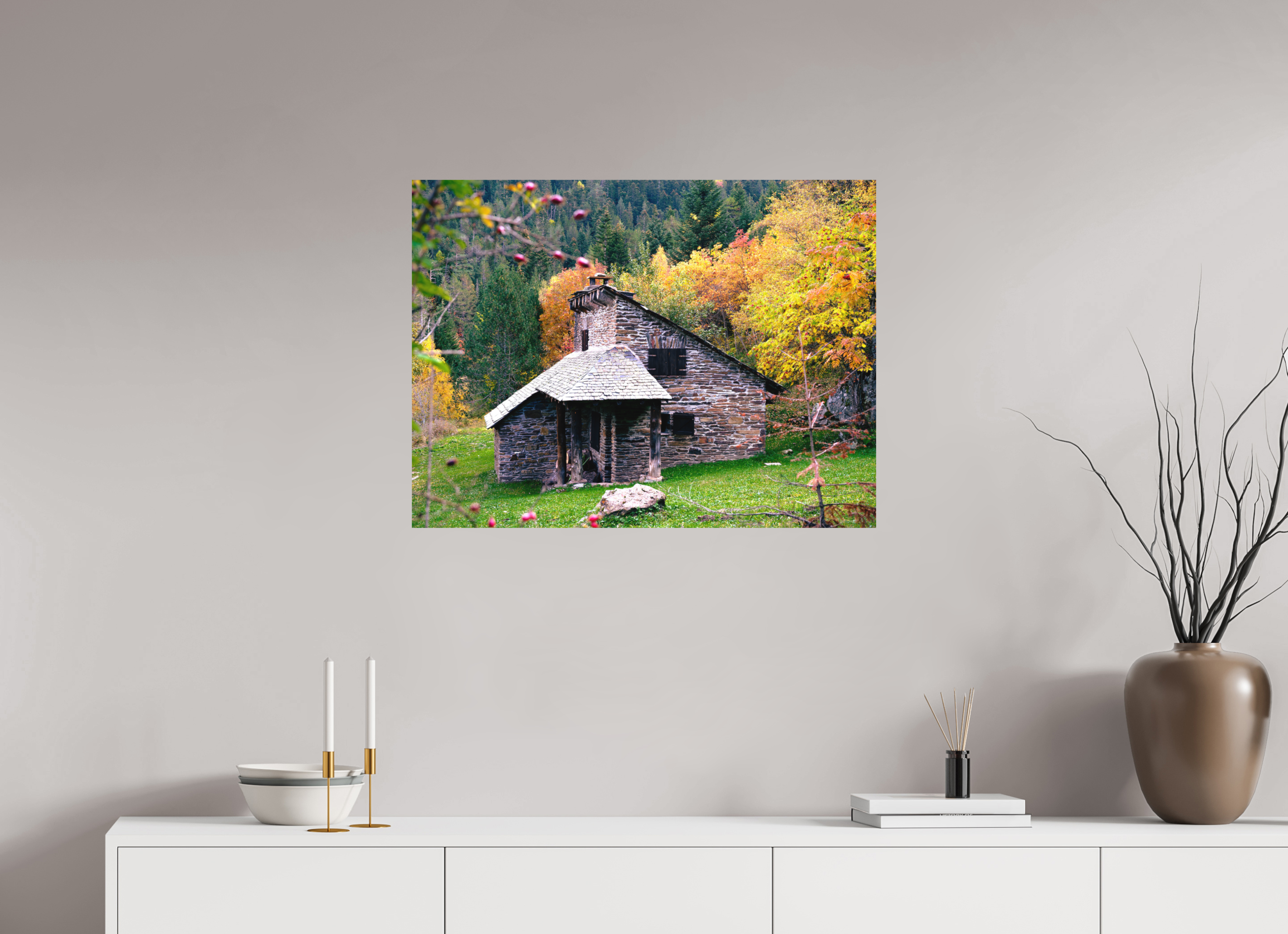 80 x 60 cm, Impression Fine Art - mat Une petite maison dans la prairie