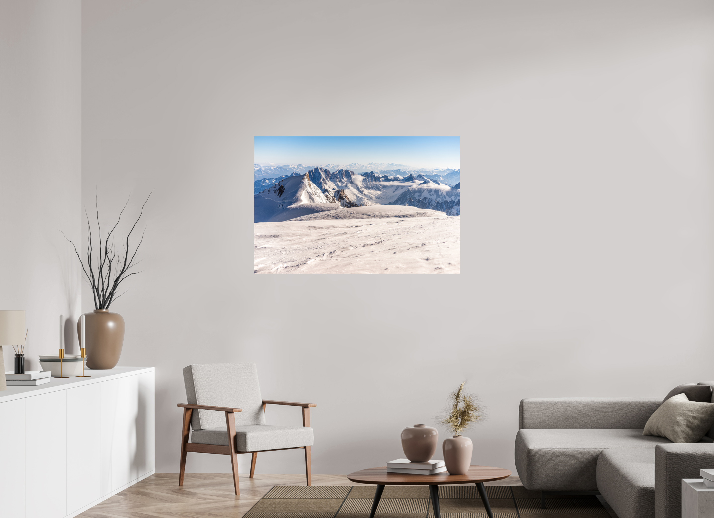 120 x 80 cm, Impression Fine Art sur support rigide - mat La vue depuis le sommet du Mont Blanc