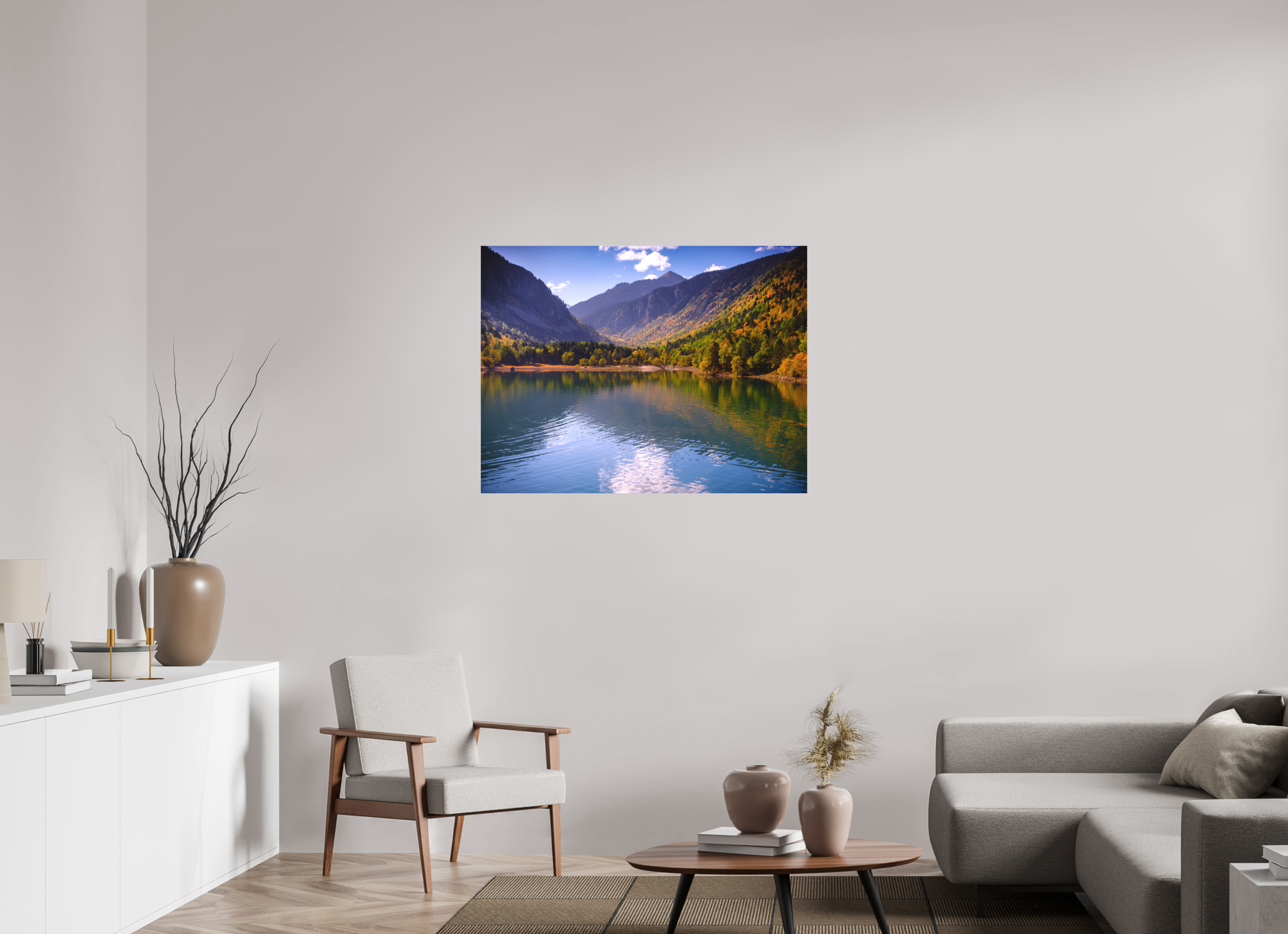 105,5 x 80 cm, Impression Fine Art sur support rigide - mat Lac et automne
