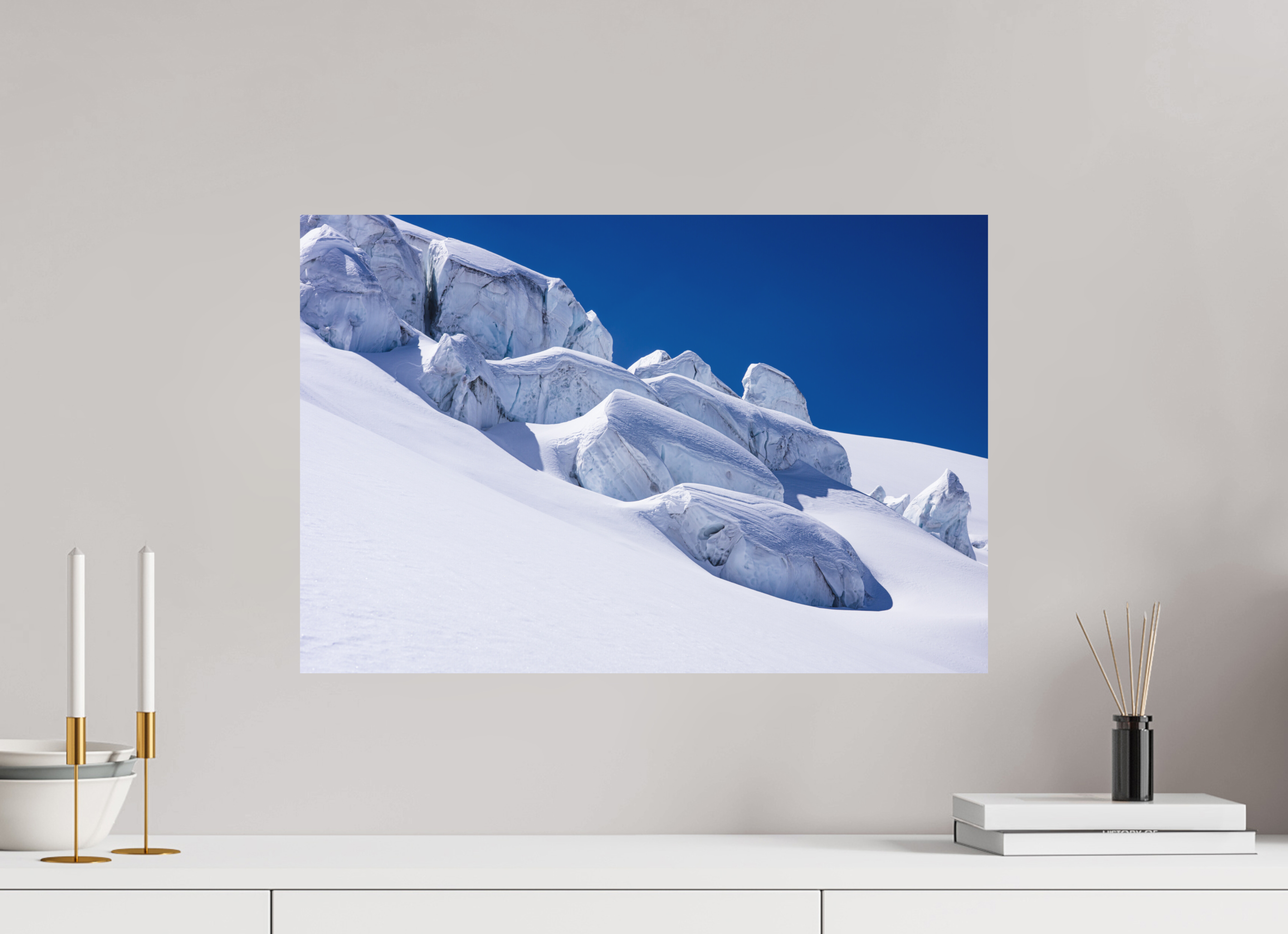 60 x 40 cm, Impression Fine Art sur support rigide - mat Séracs du glacier de la Dent Blanche