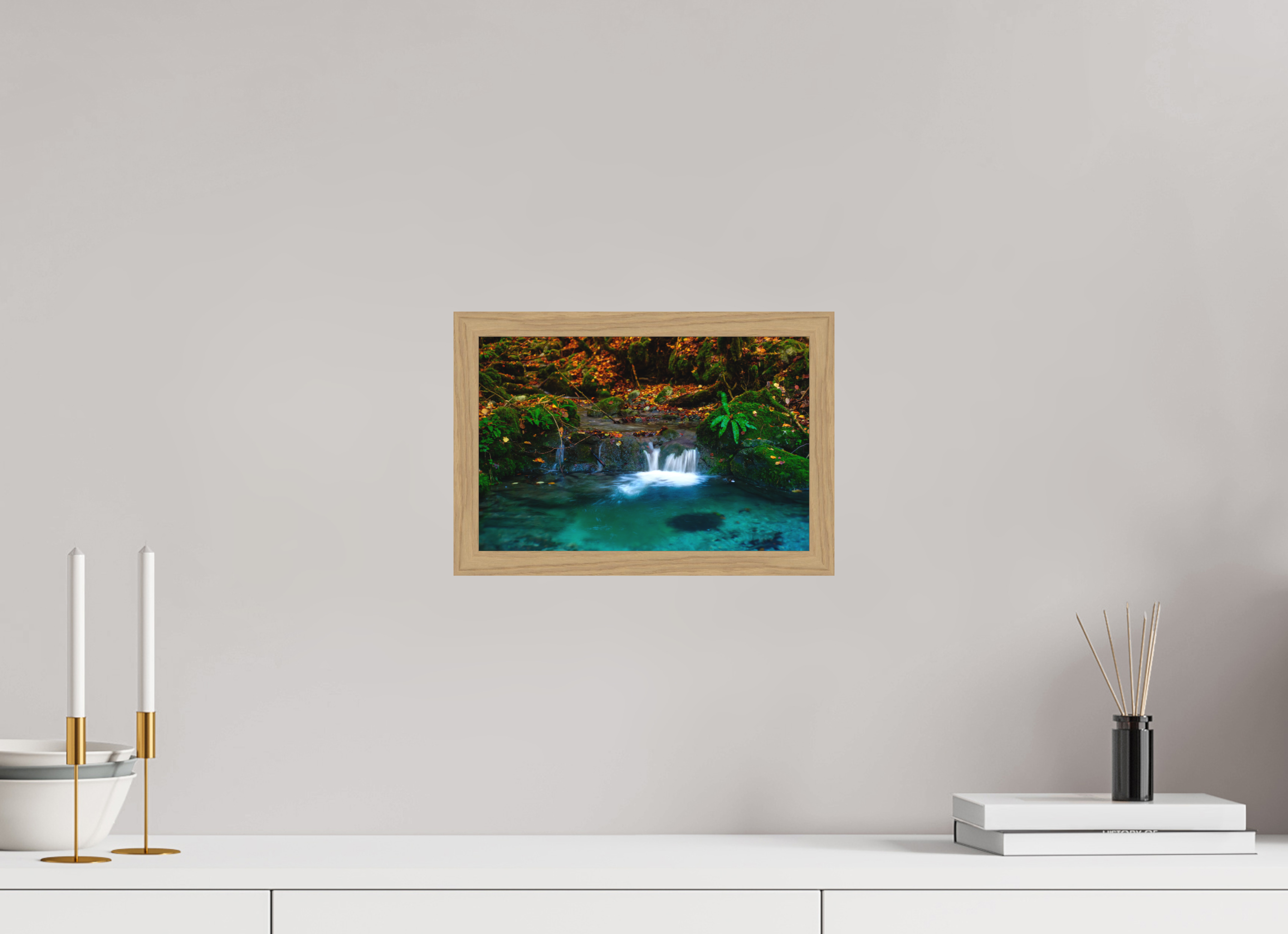 30 x 20 cm, Impression Fine Art encadrée en chêne naturel - mat De l'eau et des couleurs