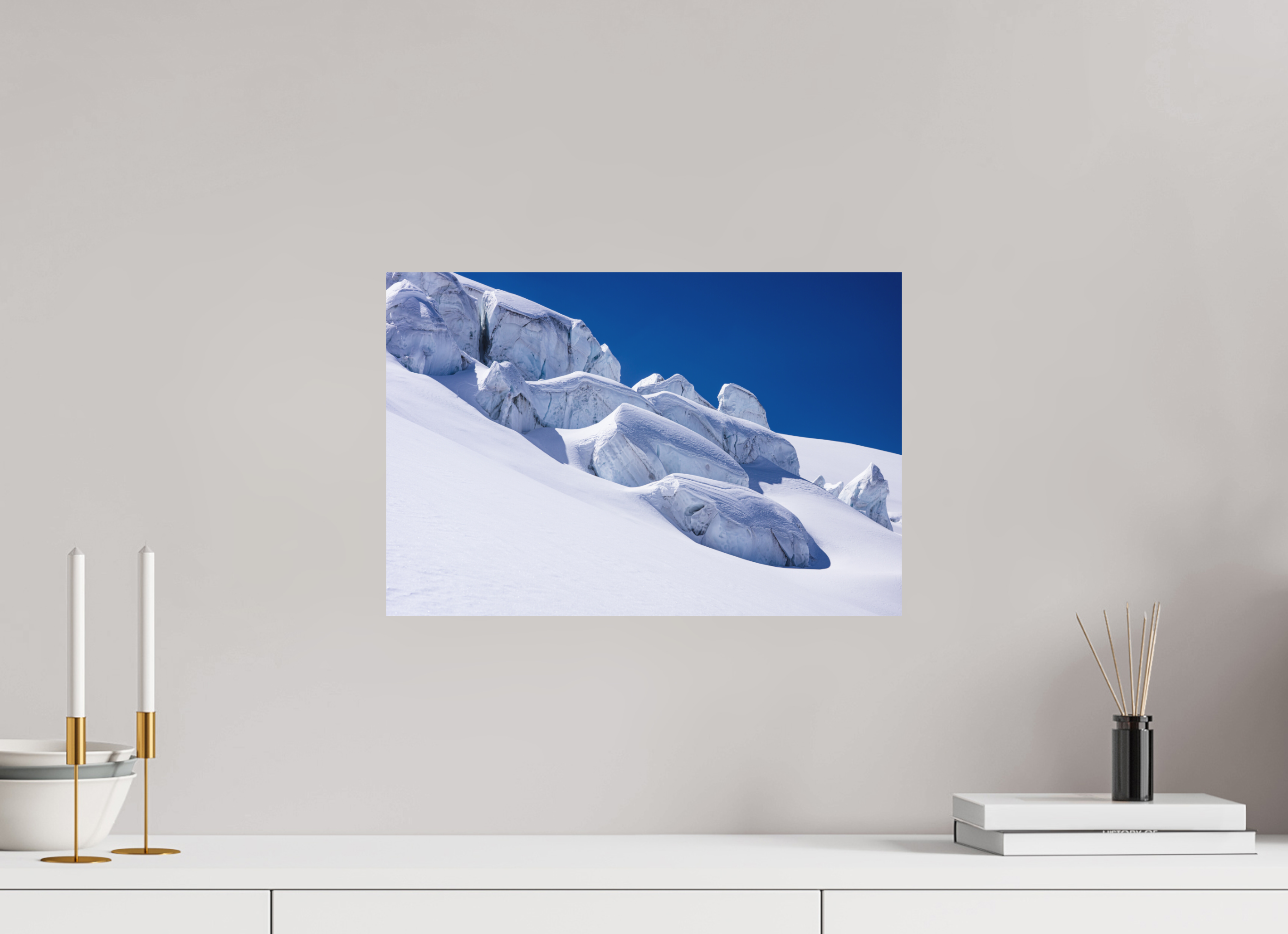 45 x 30 cm, Impression Fine Art sur support rigide - mat Séracs du glacier de la Dent Blanche
