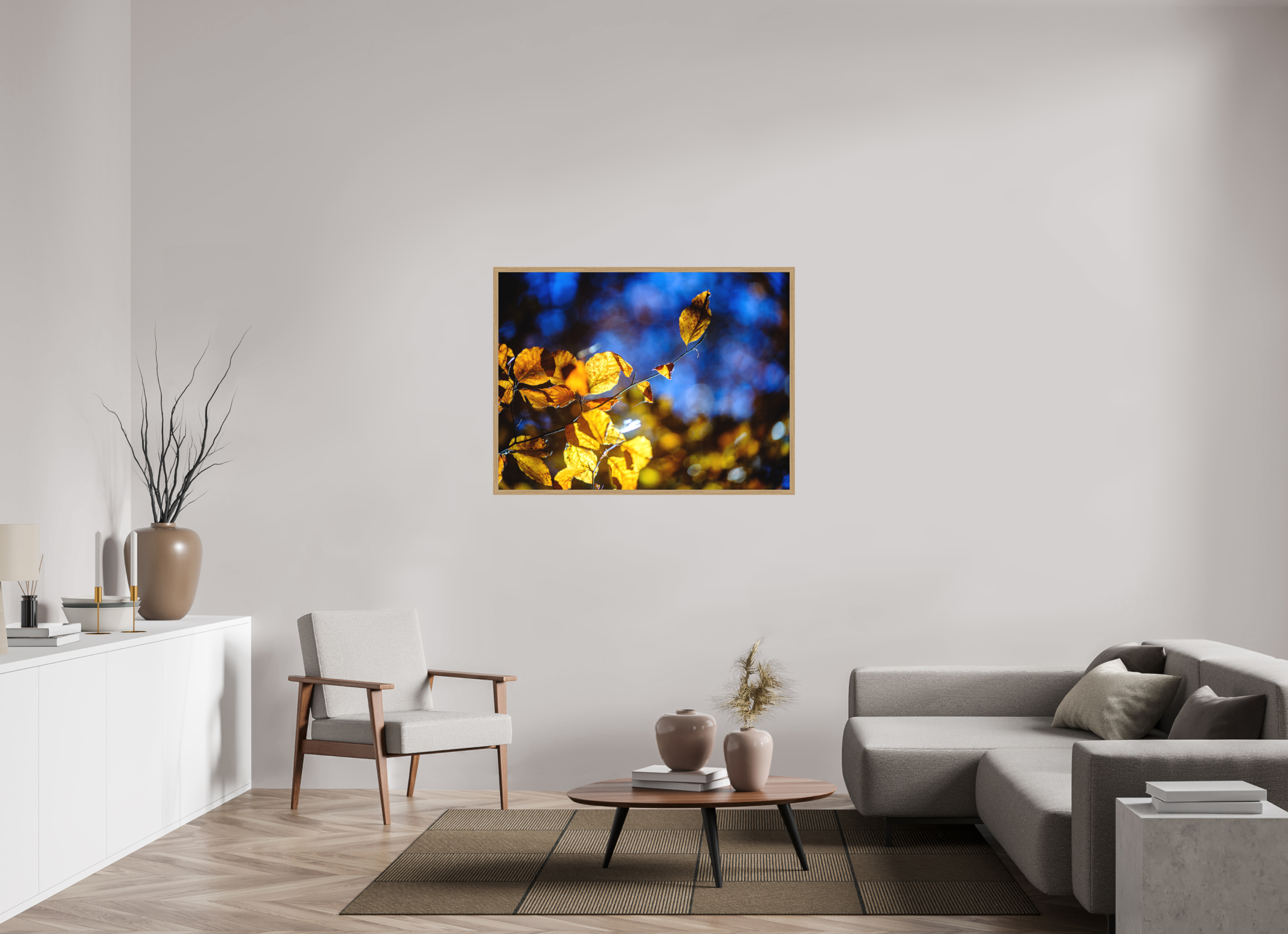 120 x 90 cm, Impression Fine Art encadrée en chêne naturel - mat La folie des couleurs II