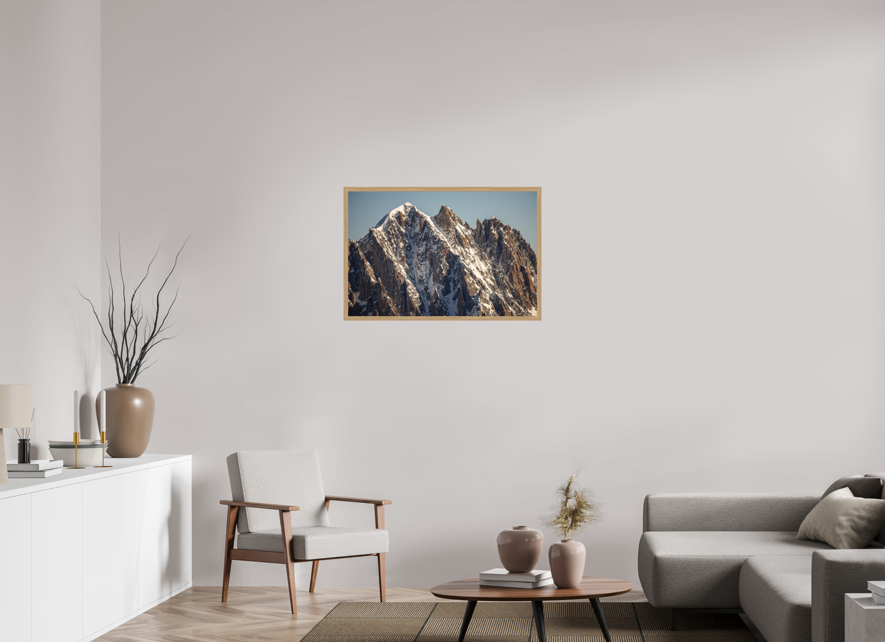 90 x 60 cm, Impression Fine Art encadrée en chêne naturel - mat L'aiguille Verte
