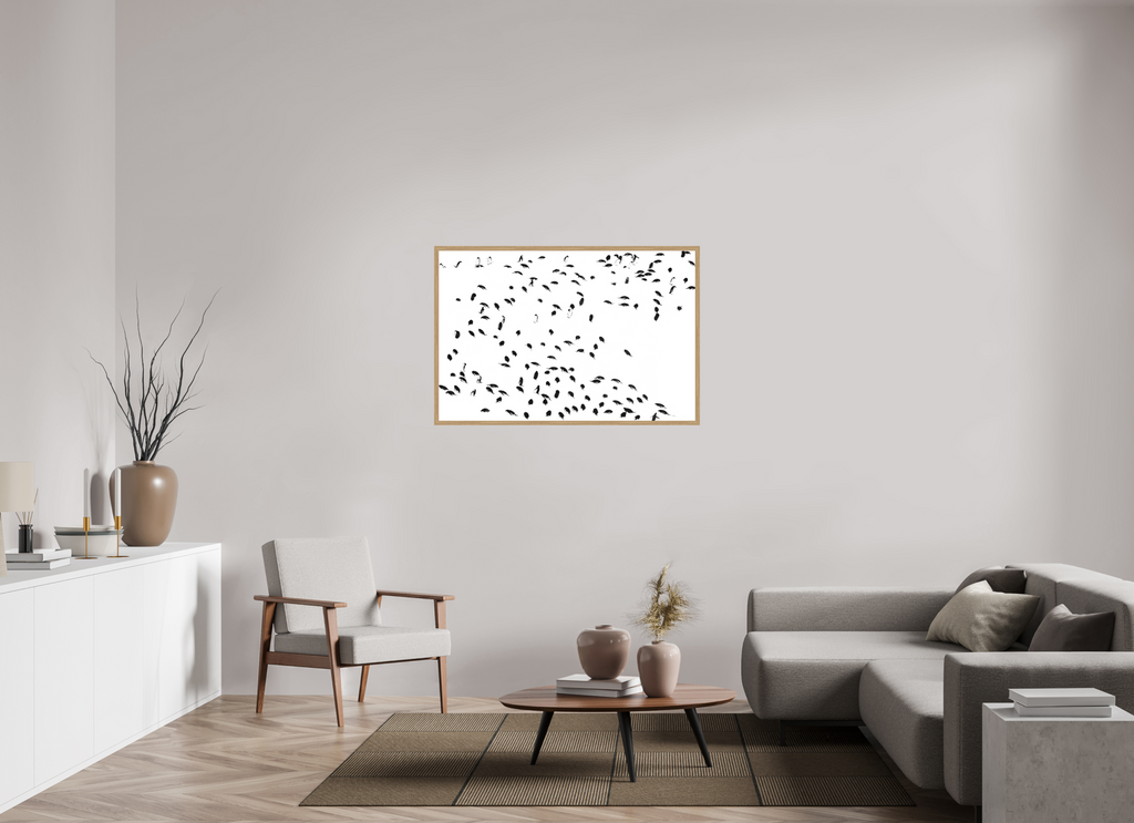 120 x 80 cm, Impression Fine Art encadrée en chêne naturel - mat La foule