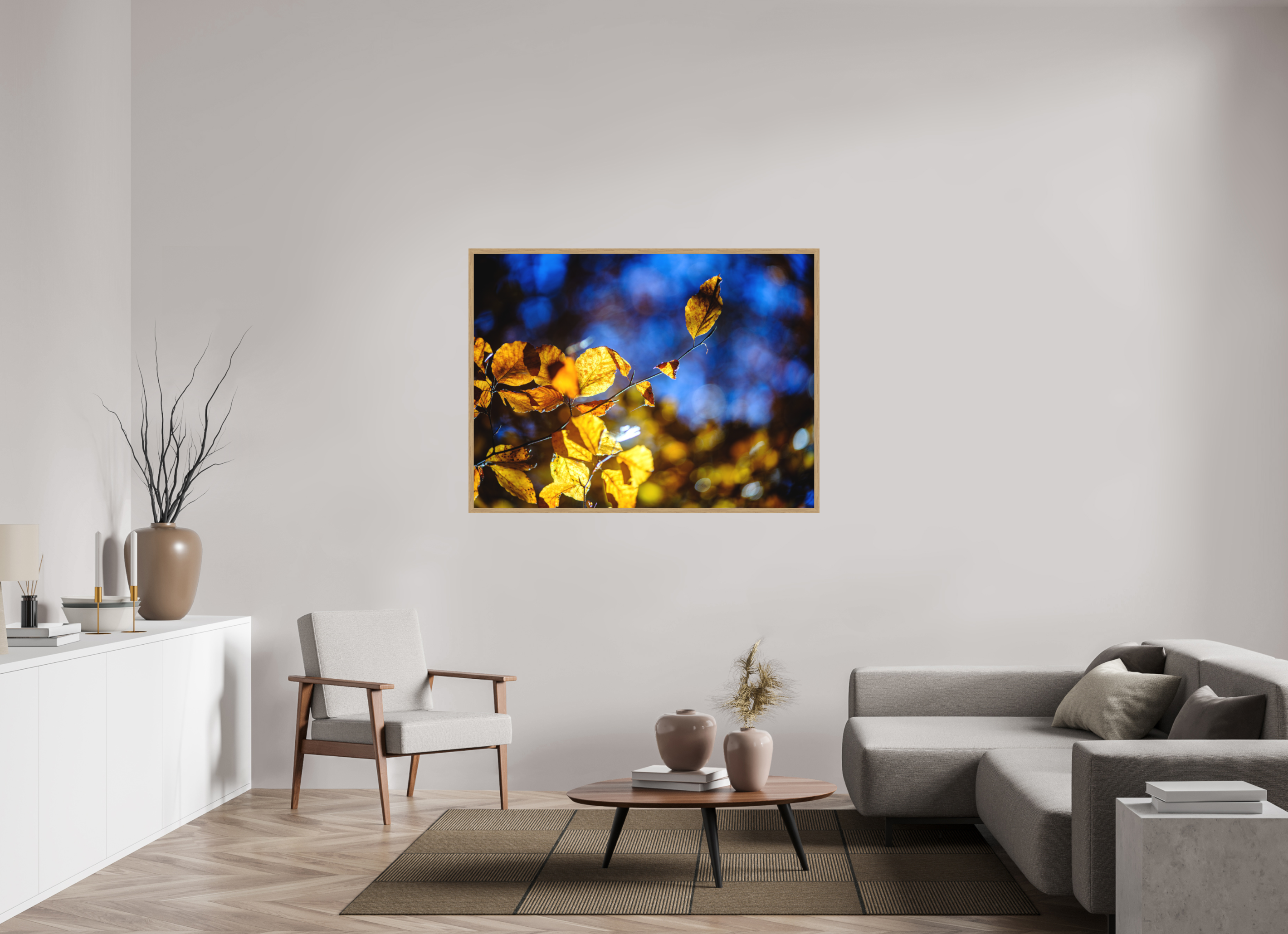 140 x 105 cm, Impression Fine Art encadrée en chêne naturel - mat La folie des couleurs II