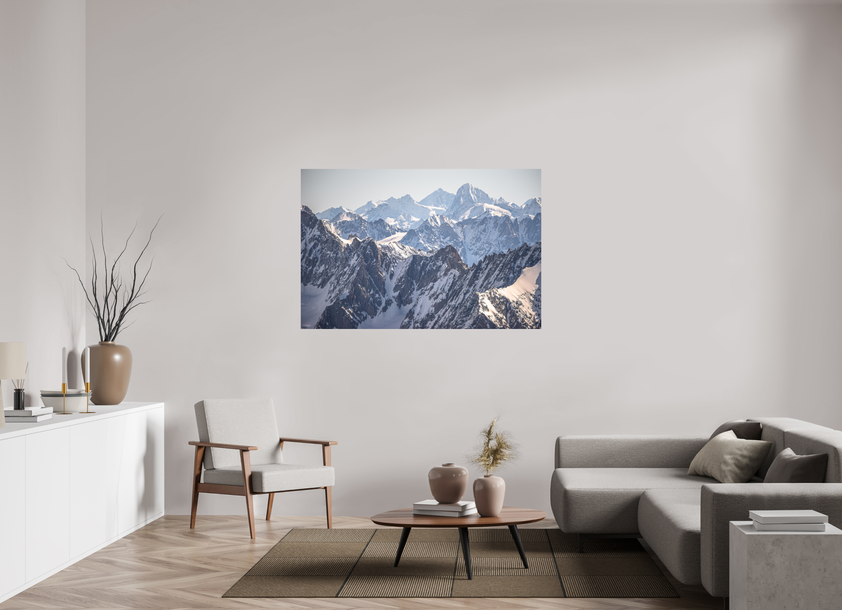 150 x 100 cm, Impression Fine Art sur support rigide - mat Dom des Mischabels et Dent Blanche